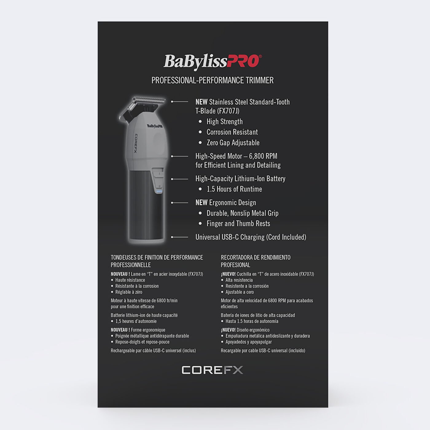 Babyliss pro Recortadora de cabello profesional 6800 rpm cortecorefx 76